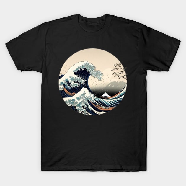 Japanese Art Style Great Wave off Kanagawa T-Shirt by SamCreations